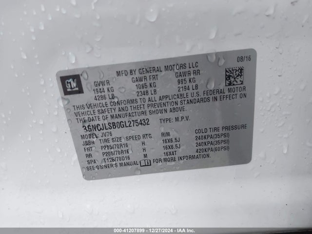 Chevrolet Trax Lt 2016 3GNCJLSB0GL275432 Image 9