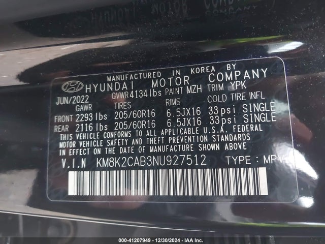 Hyundai Kona Se 2022 KM8K2CAB3NU927512 Image 9