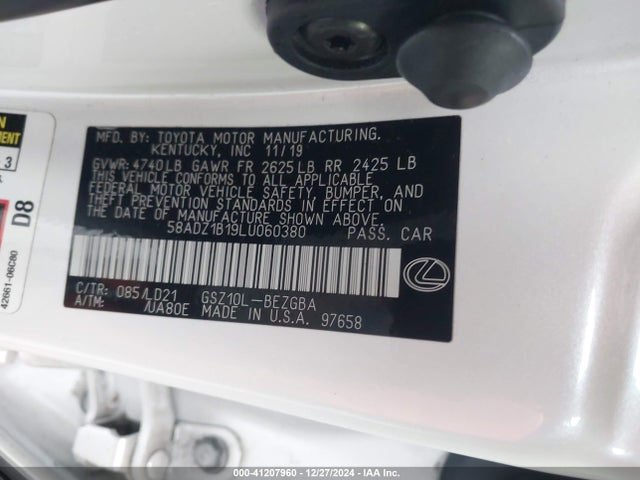 Lexus ES 350 2020 58ADZ1B19LU060380 Image 9