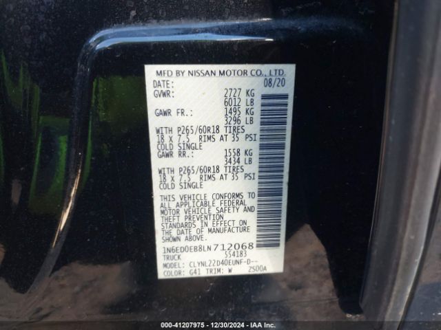 1N6ED0EB8LN712068 Nissan Frontier Sv 4x4