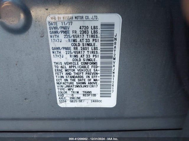Nissan ROGUE SV 2018 JN8AT2MVXJW312617 Image 9