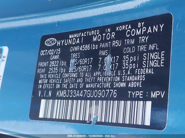 Hyundai TUCSON SE 2016 KM8J33A47GU090776 Image 9