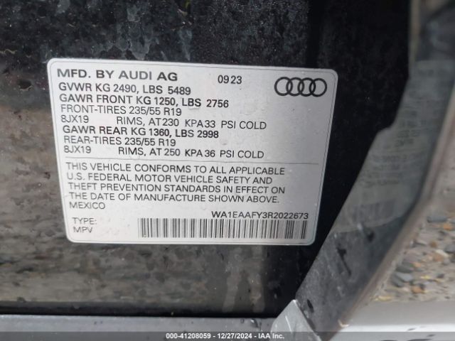 WA1EAAFY3R2022673 Audi Q5 Premium Plus 45 Tfsi S Line Quattro