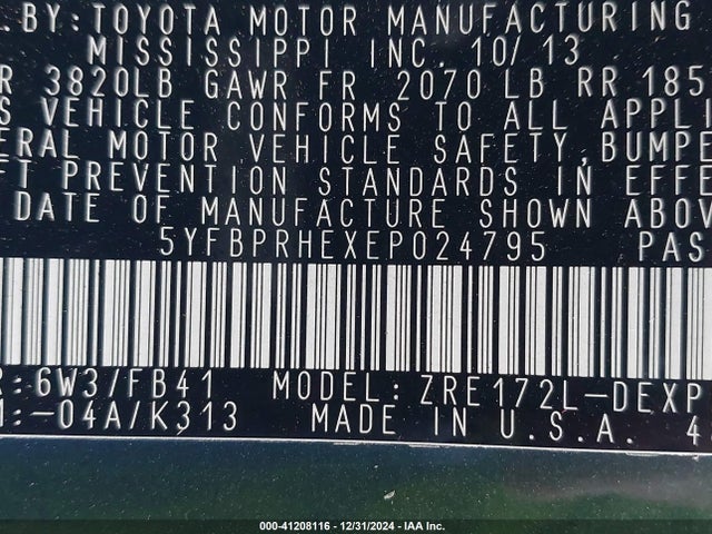 Toyota Corolla Eco/eco Plus/eco Premium 2014 5YFBPRHEXEP024795 Image 9