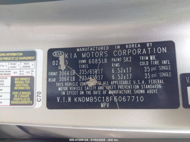 KNDMB5C18F6067710 KIA SEDONA LX