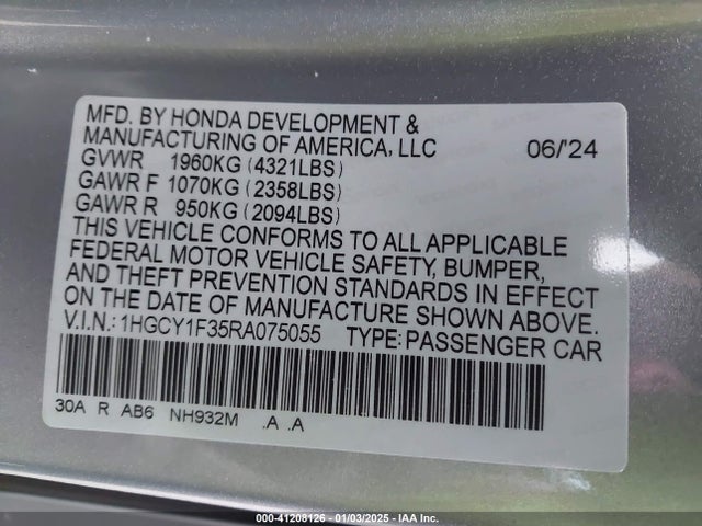 Honda ACCORD EX 2024 1HGCY1F35RA075055 Image 9