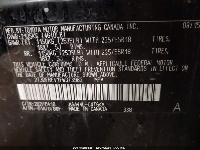 2T3DFREV1FW373982 Toyota Rav4 Limited