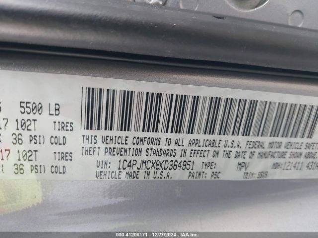 1C4PJMCX8KD364951 Jeep Cherokee Latitude 4x4