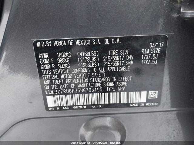 Honda HR-V LX 2017 3CZRU6H35HG703155 Image 9