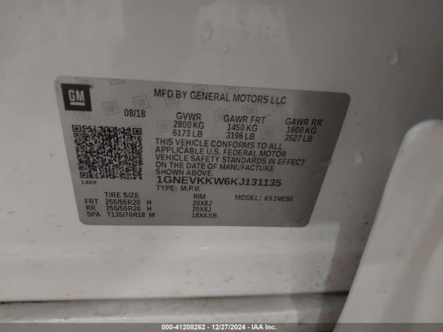 1GNEVKKW6KJ131135 Chevrolet Traverse Premier