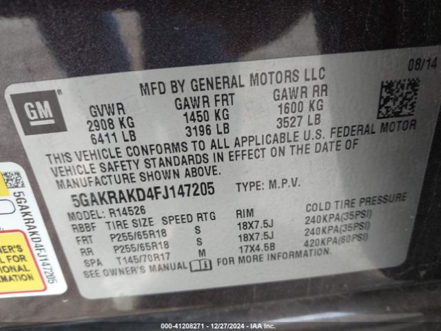 5GAKRAKD4FJ147205 Buick Enclave Convenience
