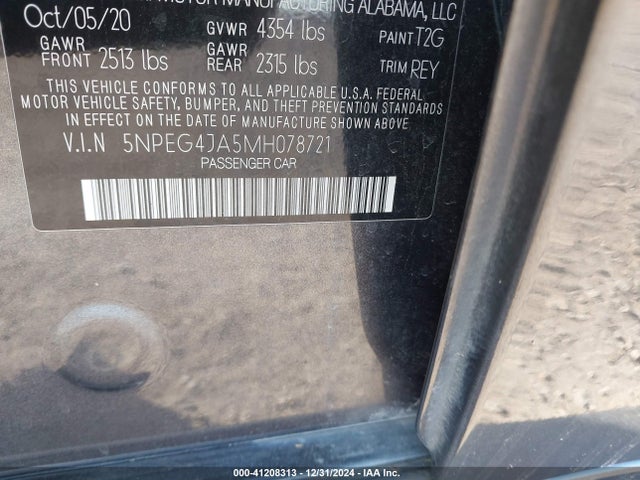 Hyundai SONATA SE 2021 5NPEG4JA5MH078721 Image 9