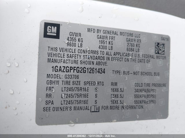 Chevrolet Express 3500 Lt 2016 1GAZGPFG2G1261434 Image 9