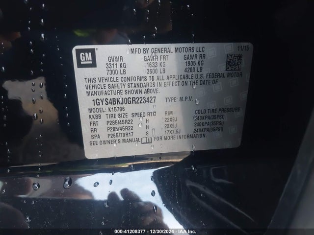 2016 CADILLAC ESCALADE 1GYS4BKJ0GR223427 Photo 8