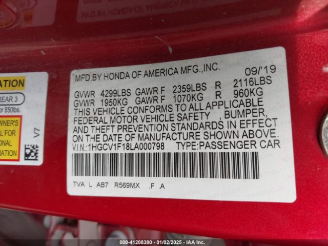 1HGCV1F18LA000798 Honda ACCORD LX