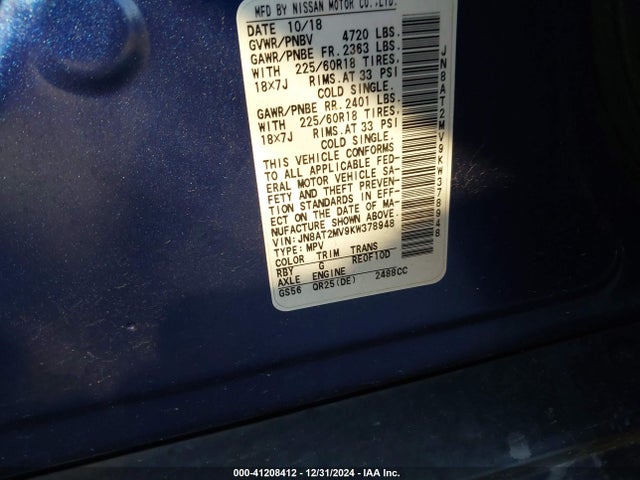 Nissan ROGUE S/SV 2019 JN8AT2MV9KW378948 Image 9
