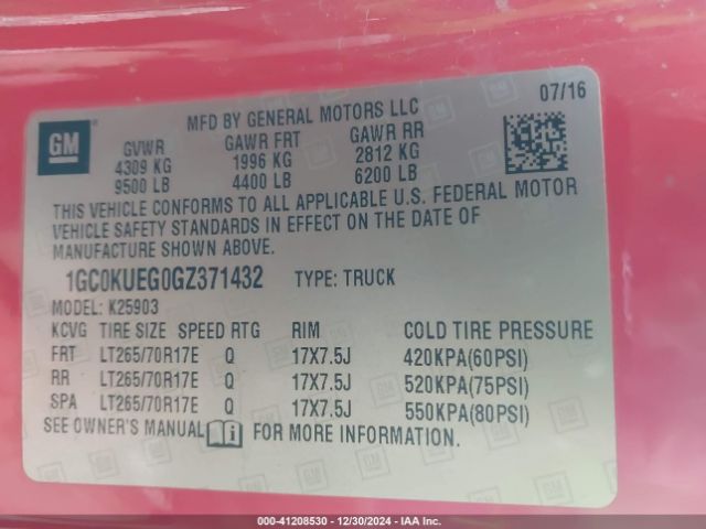 1GC0KUEG0GZ371432 Chevrolet Silverado 2500hd Wt
