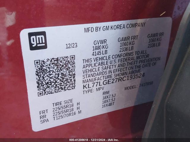 2024 CHEVROLET TRAX KL77LGE27RC193524 Photo 8