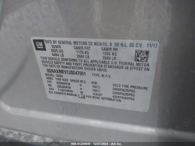 3GNAXMEV7JS547991 Chevrolet Equinox Premier