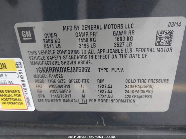 GMC Acadia Slt-1 2014 1GKKRRKDXEJ305062 Image 9