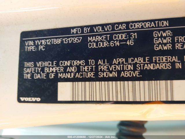 YV1612TB8F1317957 Volvo S60 T5 Premier