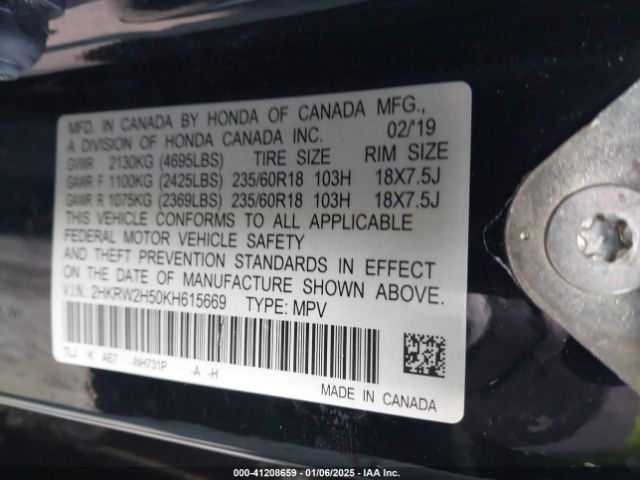 2HKRW2H50KH615669 Honda CR-V EX