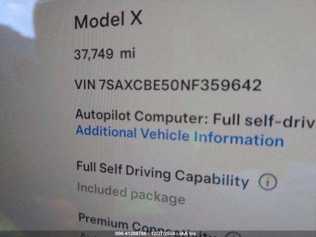 7SAXCBE50NF359642 Tesla Model X Dual Motor All-wheel Drive