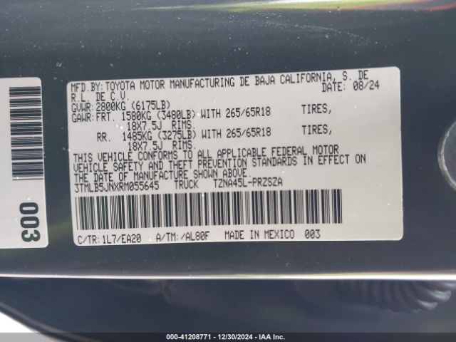 3TMLB5JNXRM055645 Toyota t24a-fts