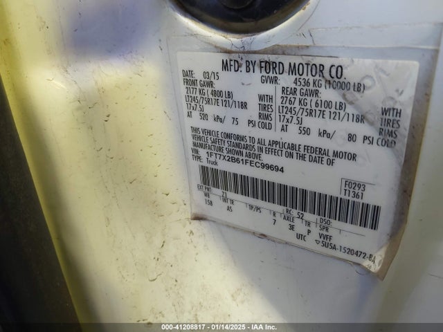 Ford F-250 Xl 2015 1FT7X2B61FEC99694 Image 9