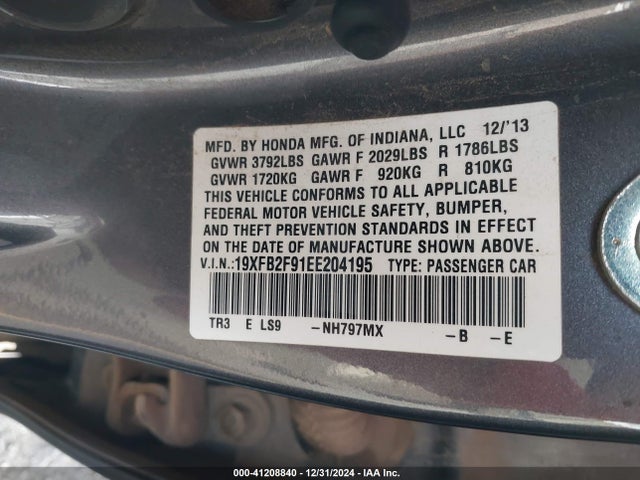 Honda Civic Ex-l 2014 19XFB2F91EE204195 Image 9
