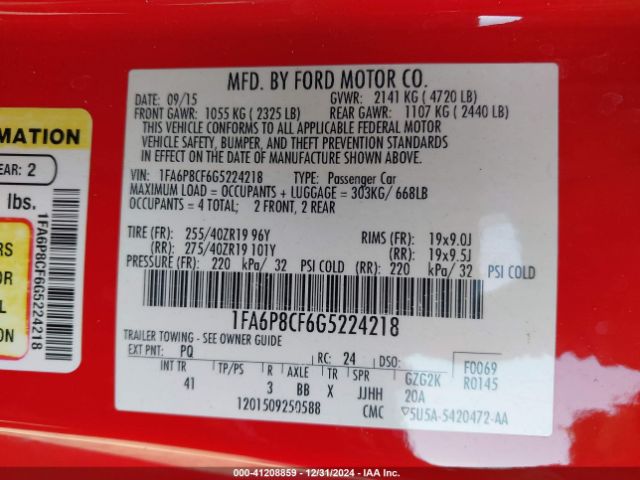 1FA6P8CF6G5224218 Ford Mustang Gt Premium