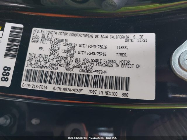 3TMCZ5AN0NM468406 Toyota Tacoma Double Cab/sr/sr5/trd Sport/trd Off Road/trd Pro