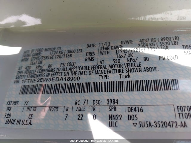 Ford Econoline E250 Van 2014 1FTNE2EW3EDA18900 Image 9