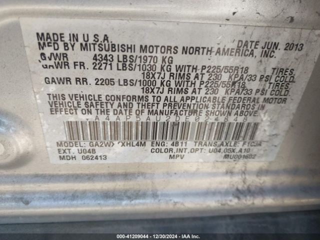 2013 MITSUBISHI OUTLANDER SPORT 4A4AP5AU2DE024848 Photo 8