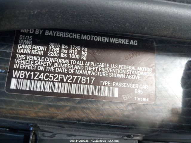 WBY1Z4C52FV277817 BMW I3 Base W/range Extender