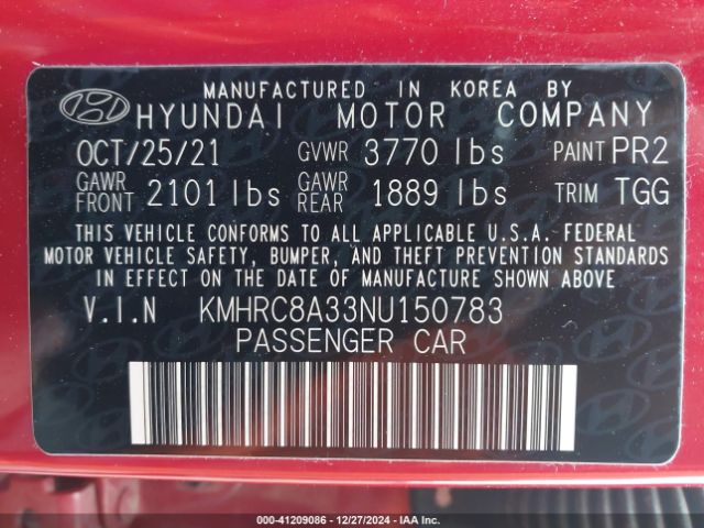 KMHRC8A33NU150783 Hyundai Venue Sel