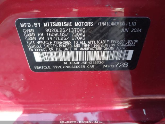 ML32AUHJ5RH018330 Mitsubishi Mirage Es/le