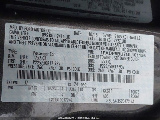 1FADP5BU7GL101156 Ford C-MAX SEL