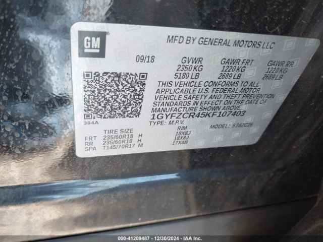 1GYFZCR45KF107403 Cadillac Xt4 Premium Luxury