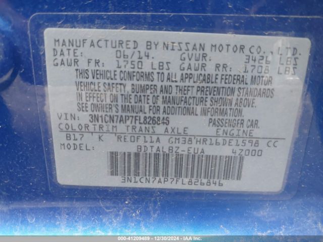 2015 NISSAN VERSA 3N1CN7AP7FL826846 Photo 8
