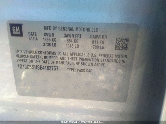 1G1JC5SH8E4163757 Chevrolet Sonic Lt Auto