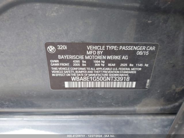 WBA8E1G50GNT33918 BMW 320 I