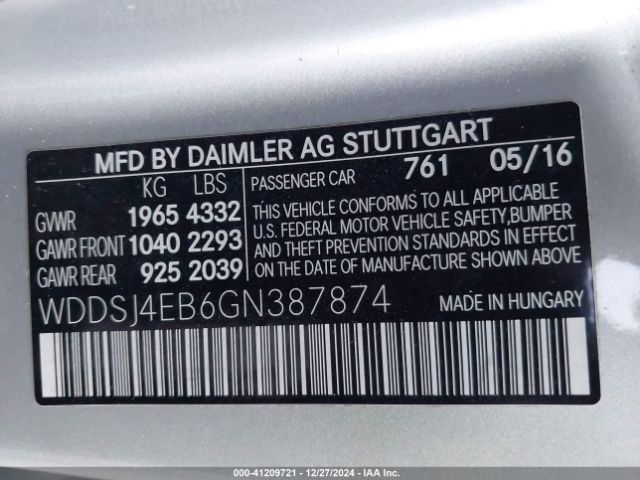 WDDSJ4EB6GN387874 Mercedes-Benz CLA 250