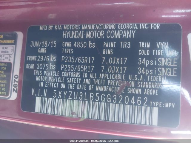 5XYZU3LB5GG320462 Hyundai SANTA FE SPORT