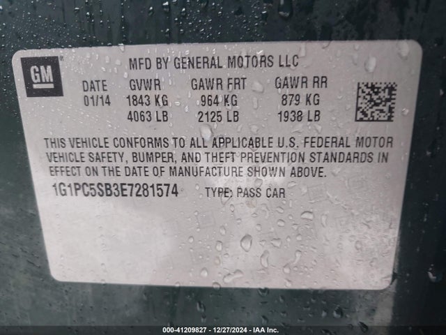 1G1PC5SB3E7281574 Chevrolet CRUZE LT