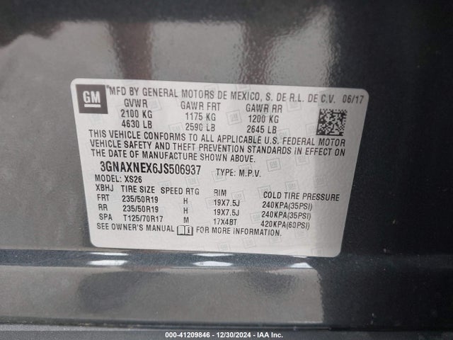 Chevrolet Equinox Premier 2018 3GNAXNEX6JS506937 Image 9