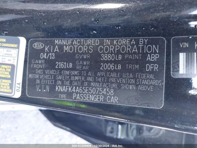 KNAFK4A65E5075458 KIA FORTE LX