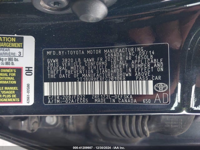 Toyota Corolla S Plus 2015 2T1BURHEXFC261068 Image 9