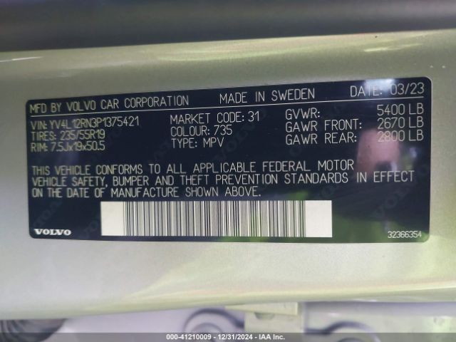 YV4L12RN3P1375421 Volvo XC60 PLUS