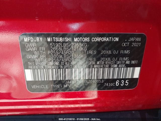 2022 MITSUBISHI OUTLANDER JA4J3TA81NZ040053 Photo 8